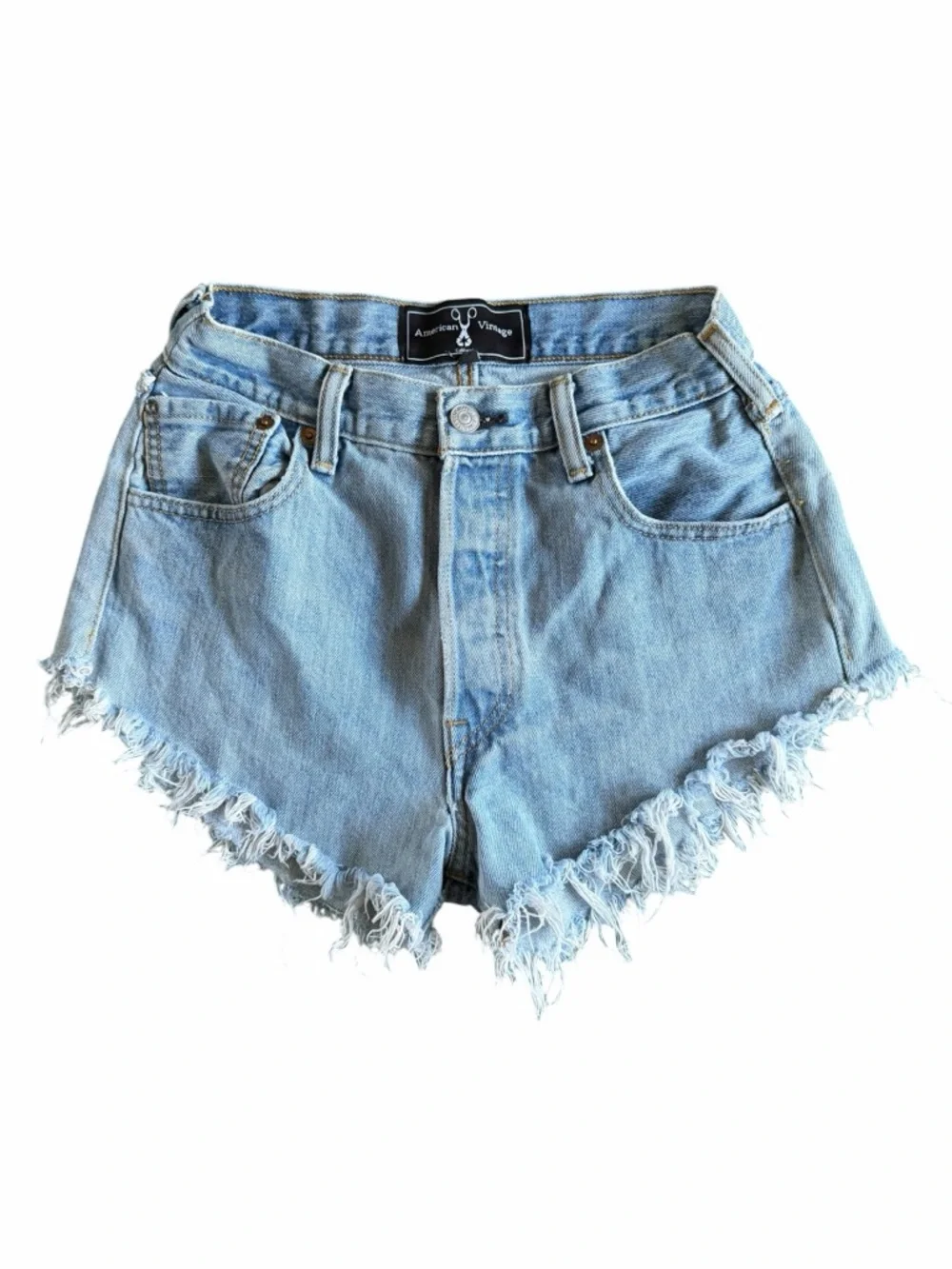 🌟American Vintage Levi’s Light Blue Frayed Cut-off Distressed 90’s Denim Shorts - Picture 1 of 6